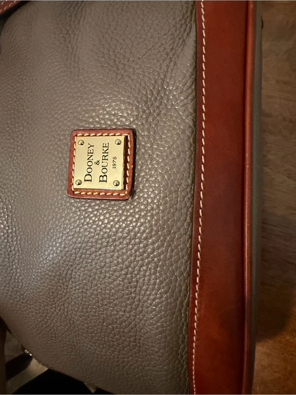 Dooney & Bourke Pebble Grain Zip Zip Satchel with Brown Trim